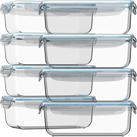 16-Piece Glass Meal Prep Containers with Lids