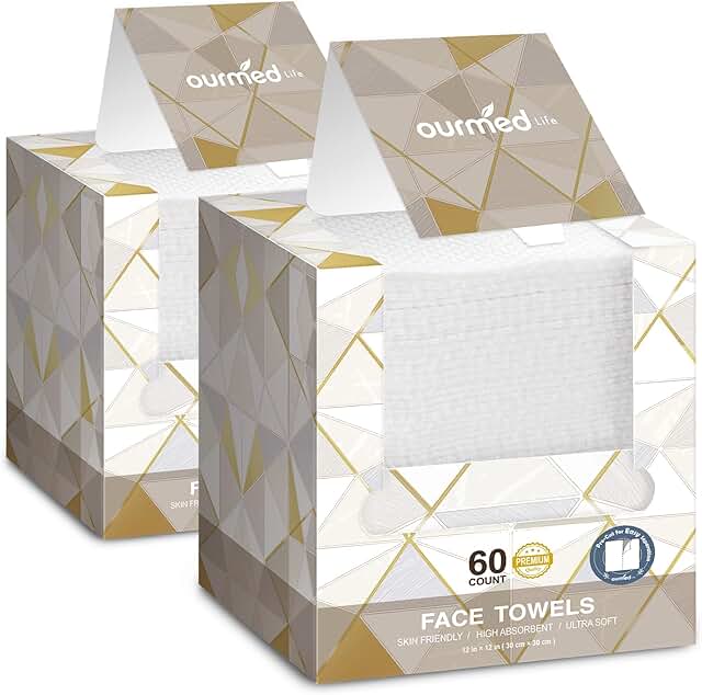 Disposable Biodegradable Face Towels for Sensitive Skin, 120 Pack