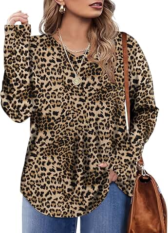 Long Sleeve Floral V-Neck Sweaters for Plus Size Women