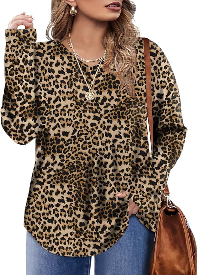 Long Sleeve Floral V-Neck Sweaters for Plus Size Women