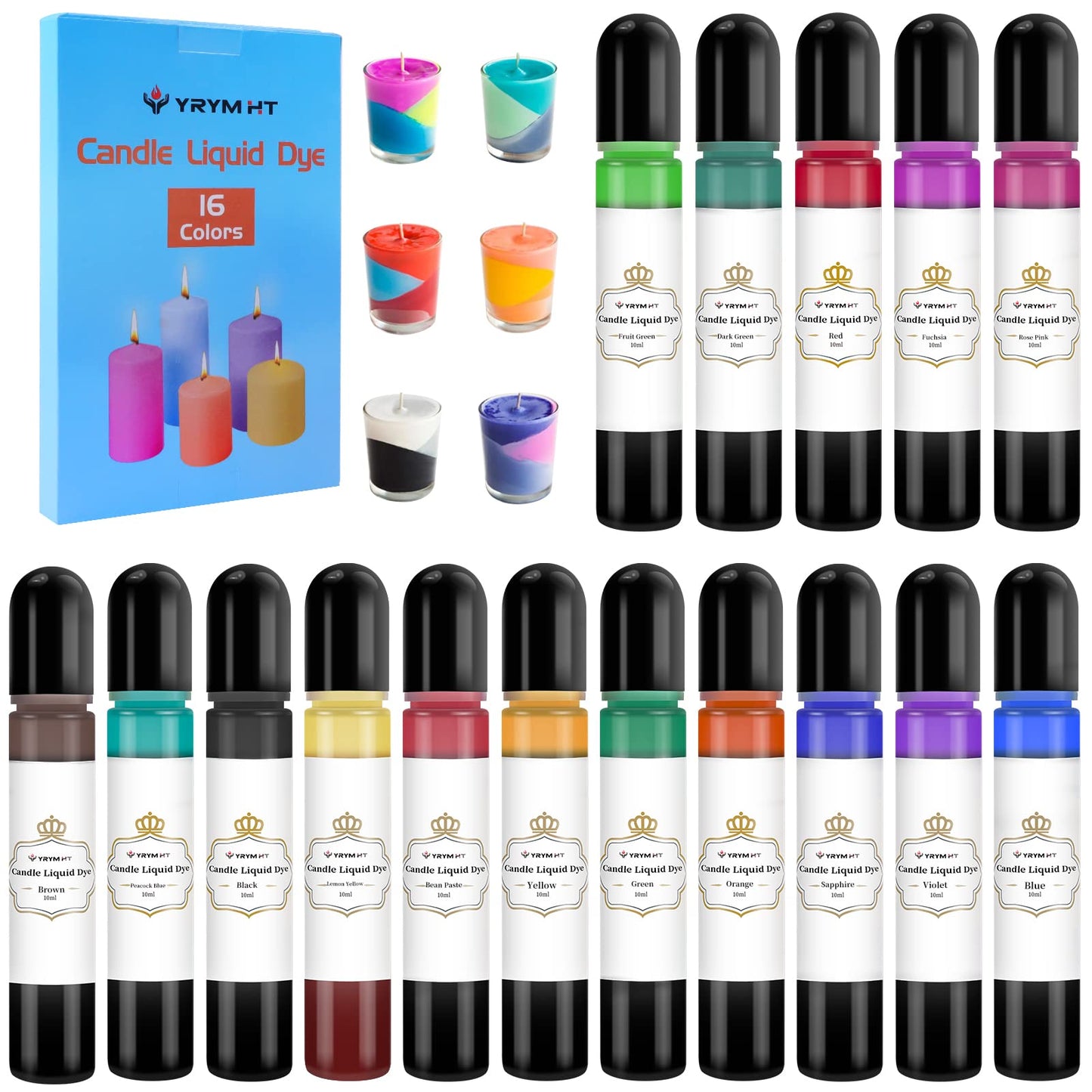 Natural Candle Dye Set - 16 Vibrant Liquid Colors