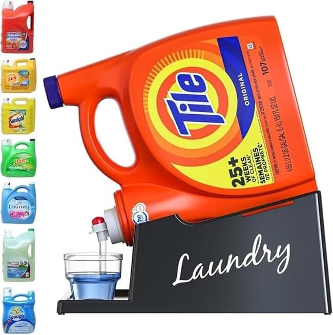 Liquid Laundry Detergent Holder with Drip Tray and Cup Holder