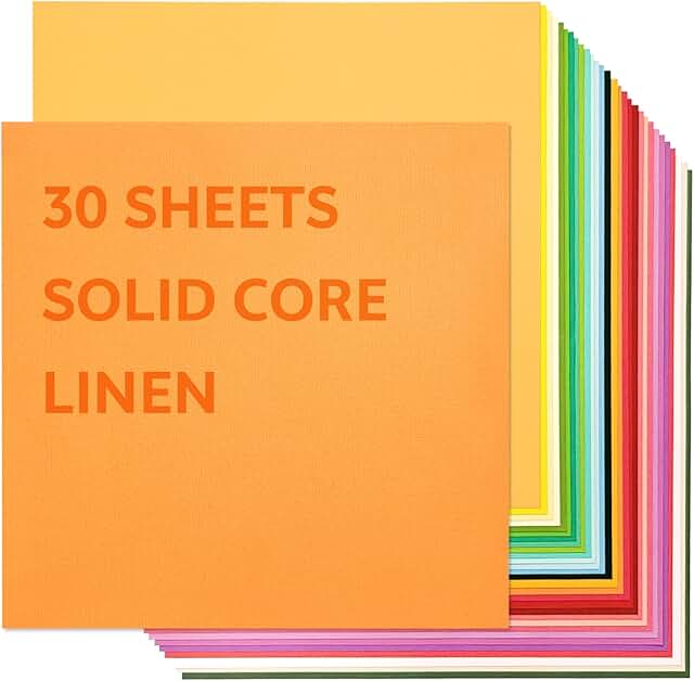 12x12 Inch Textured Solid Color Cardstock, 30 Colors