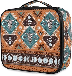 Indian Tribal Aztec Pattern Makeup Organizer with Skulls