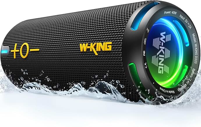 Portable 40W Waterproof Bluetooth Speaker with Lights