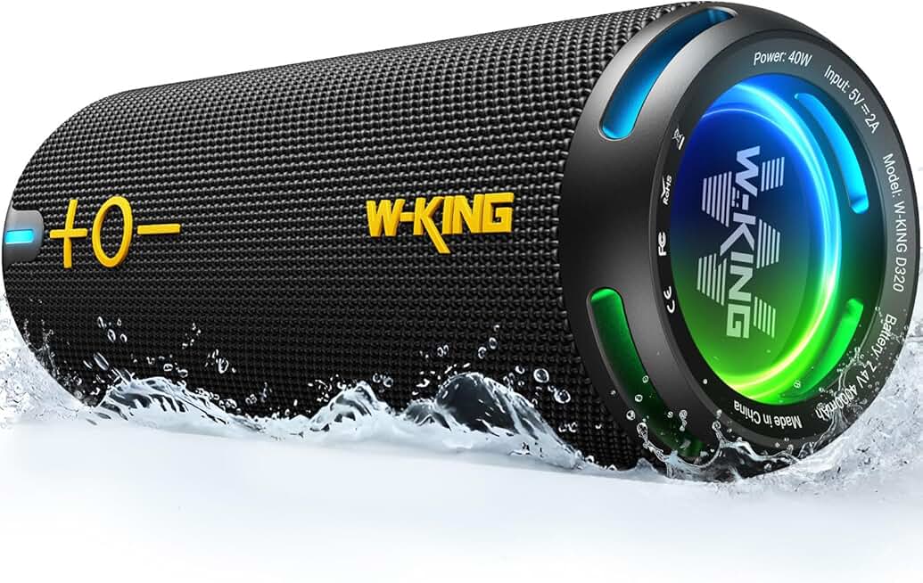 Portable 40W Waterproof Bluetooth Speaker with Lights
