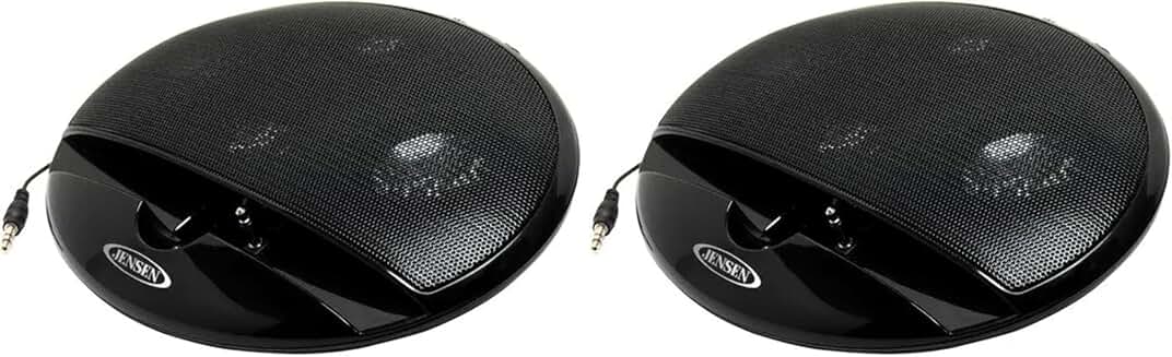 Portable stereo speakers for music devices, black, pack of 2