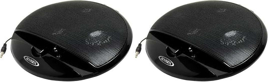 Portable stereo speakers for music devices, black, pack of 2