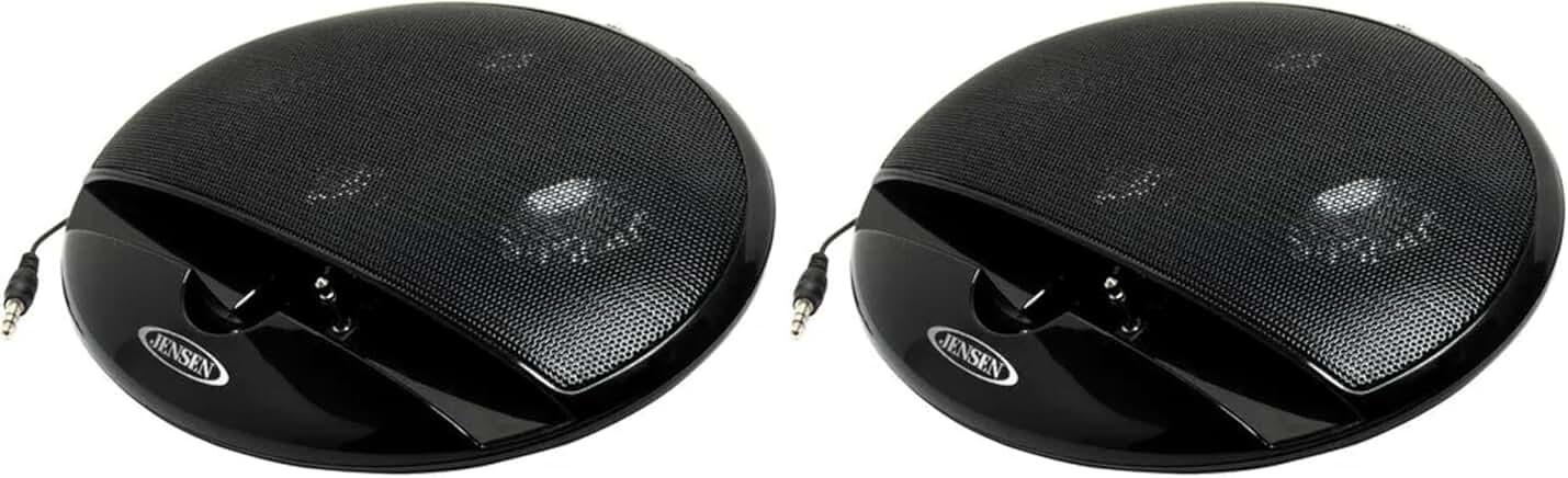 Portable stereo speakers for music devices, black, pack of 2