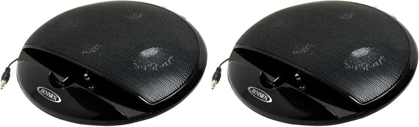 Portable stereo speakers for music devices, black, pack of 2