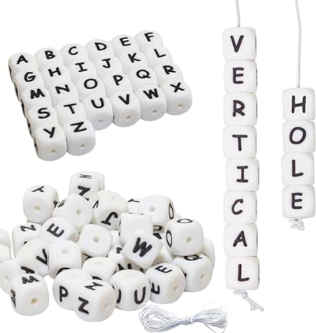 104-Piece Silicone Letter Beads for Crafts
