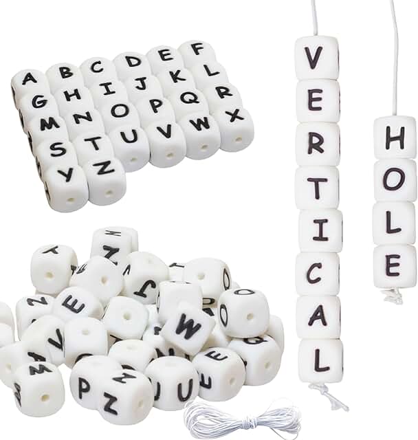 104-Piece Silicone Letter Beads for Crafts