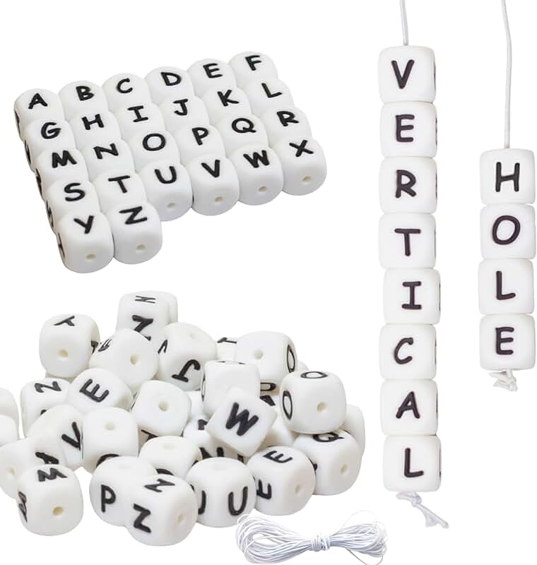 104-Piece Silicone Letter Beads for Crafts