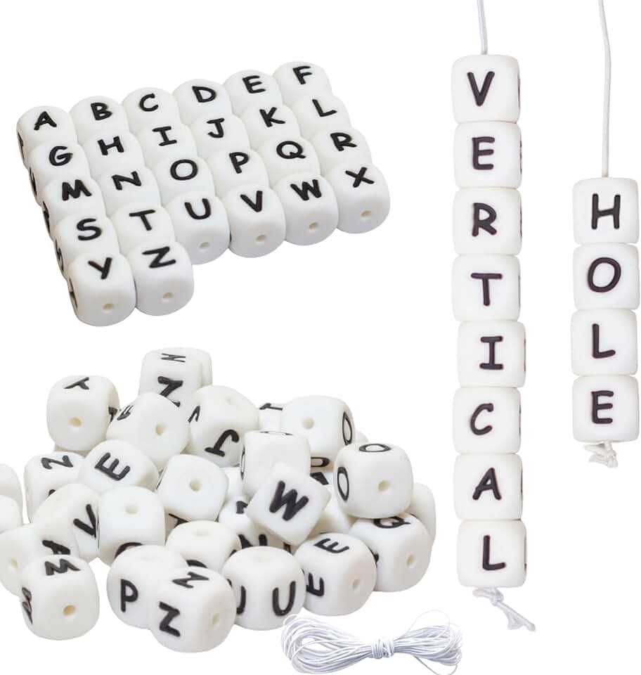 104-Piece Silicone Letter Beads for Crafts