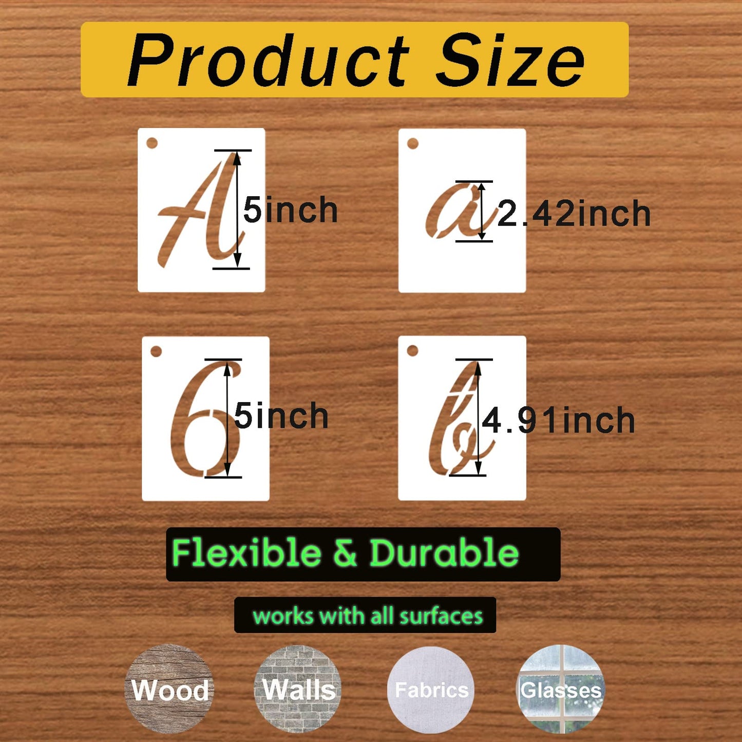 5 Inch Calligraphy Letter and Number Stencil Set 66 Pcs