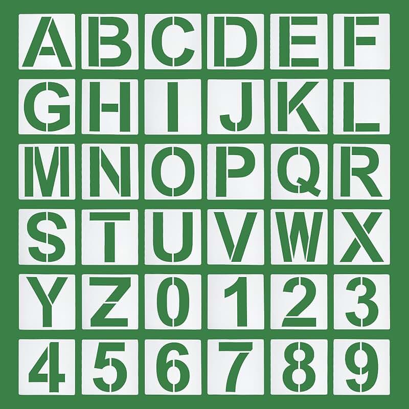 10-Inch Letter and Number Stencil Set, 36 Pieces