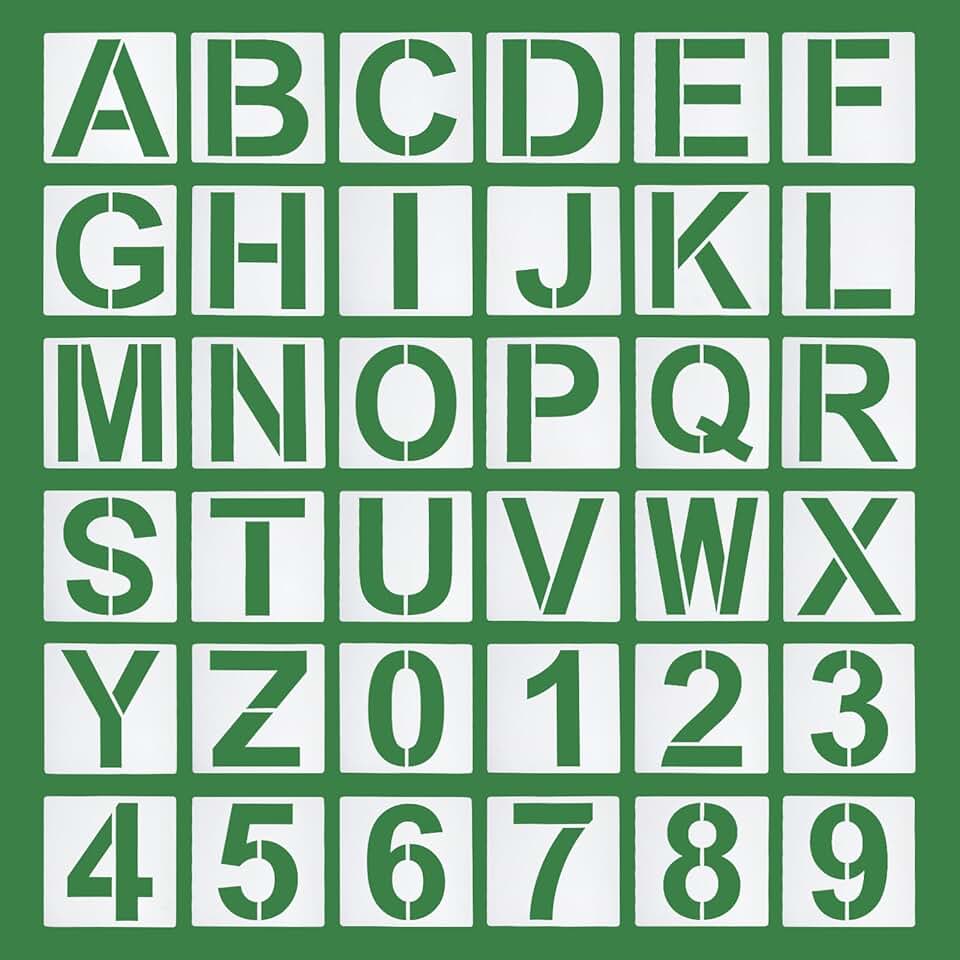 10-Inch Letter and Number Stencil Set, 36 Pieces