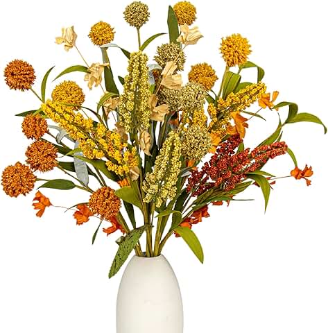 17-Inch Autumn Flower Stems with Yellow and Orange Blooms