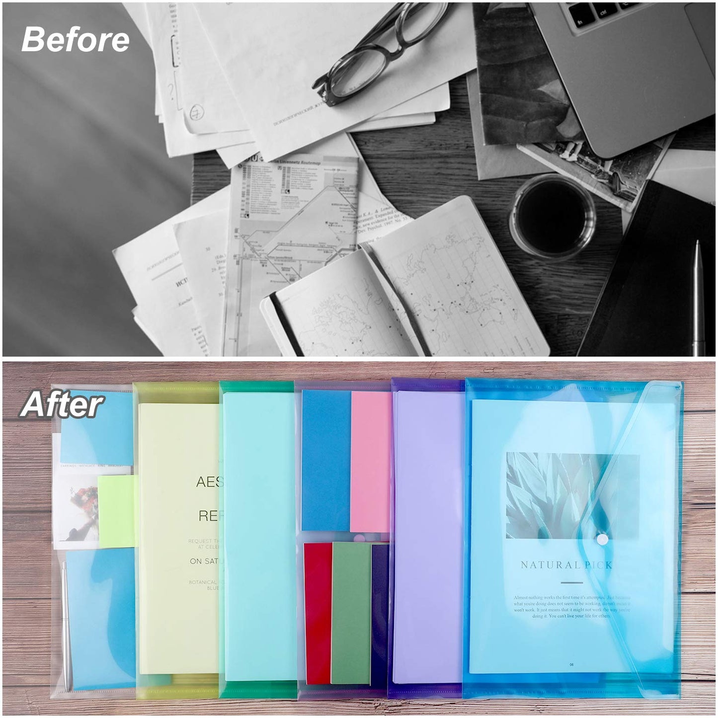 28 Plastic Document Folders with Snap Closure