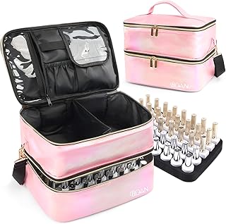 Pink Nail Polish and Lamp Organizer with Adjustable Dividers