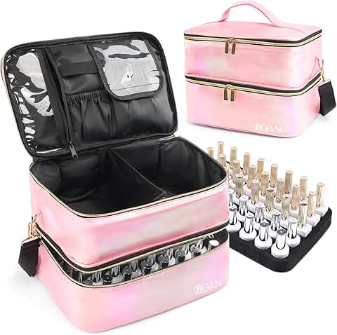 Pink Nail Polish and Lamp Organizer with Adjustable Dividers