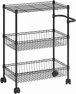 Three-tier adjustable rolling storage cart