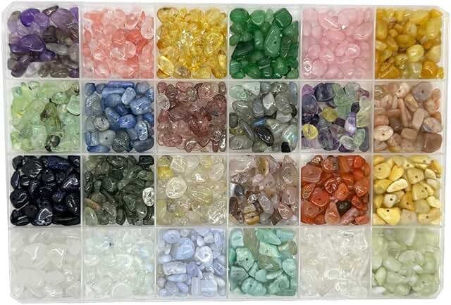Crushed Gemstone Beads for Jewelry Making, 24 Colors