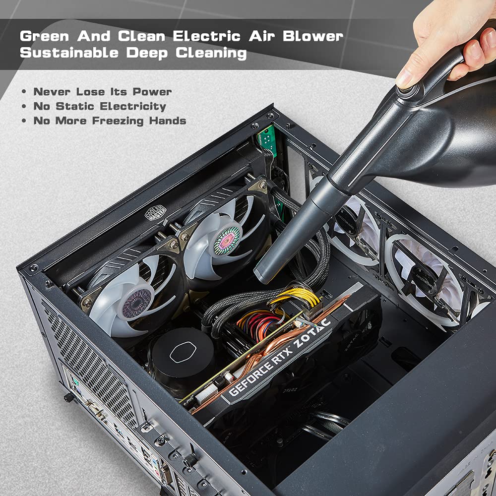'- Compressed Air 3.0- Multi-Use Electric Air Duster for Cleaning Dust, Hairs, Crumbs, Scraps for Laptop, Computer, Replaces Compressed Air Cans (AD01-Black)