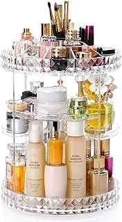 Acrylic 360° Rotation Makeup Organizer with Diamond Pattern