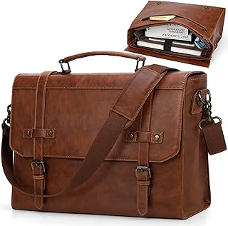 Men's 17-Inch Waterproof Leather Messenger Bag for Laptop