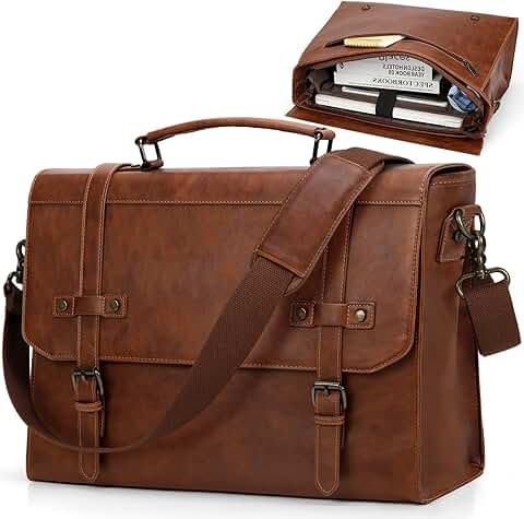 Men's 17-Inch Waterproof Leather Messenger Bag for Laptop