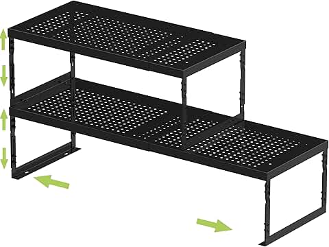 Adjustable Stackable Metal Storage Shelves, 2 Pack
