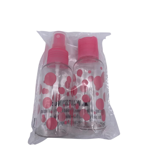 MODAIO-Spray Bottle and Disc Top Combo Travel Bottles for Liquids Toiletries Shampoo Lotion Conditioner - 3oz each / 88ml - 2-Pack (Pink)
