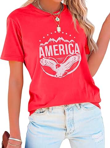 Women’s Short Sleeve American Flag Patriotic T-Shirt
