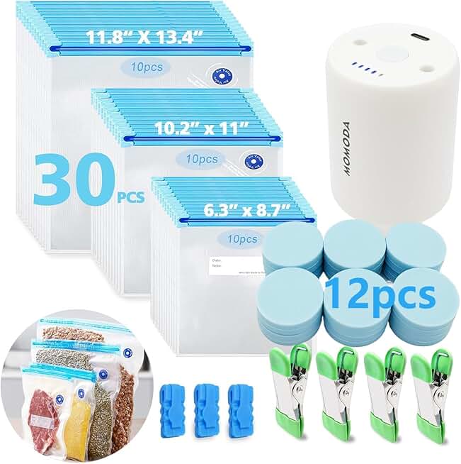 Reusable Sous Vide Bags with Magnetic Clips for Secure Cooking
