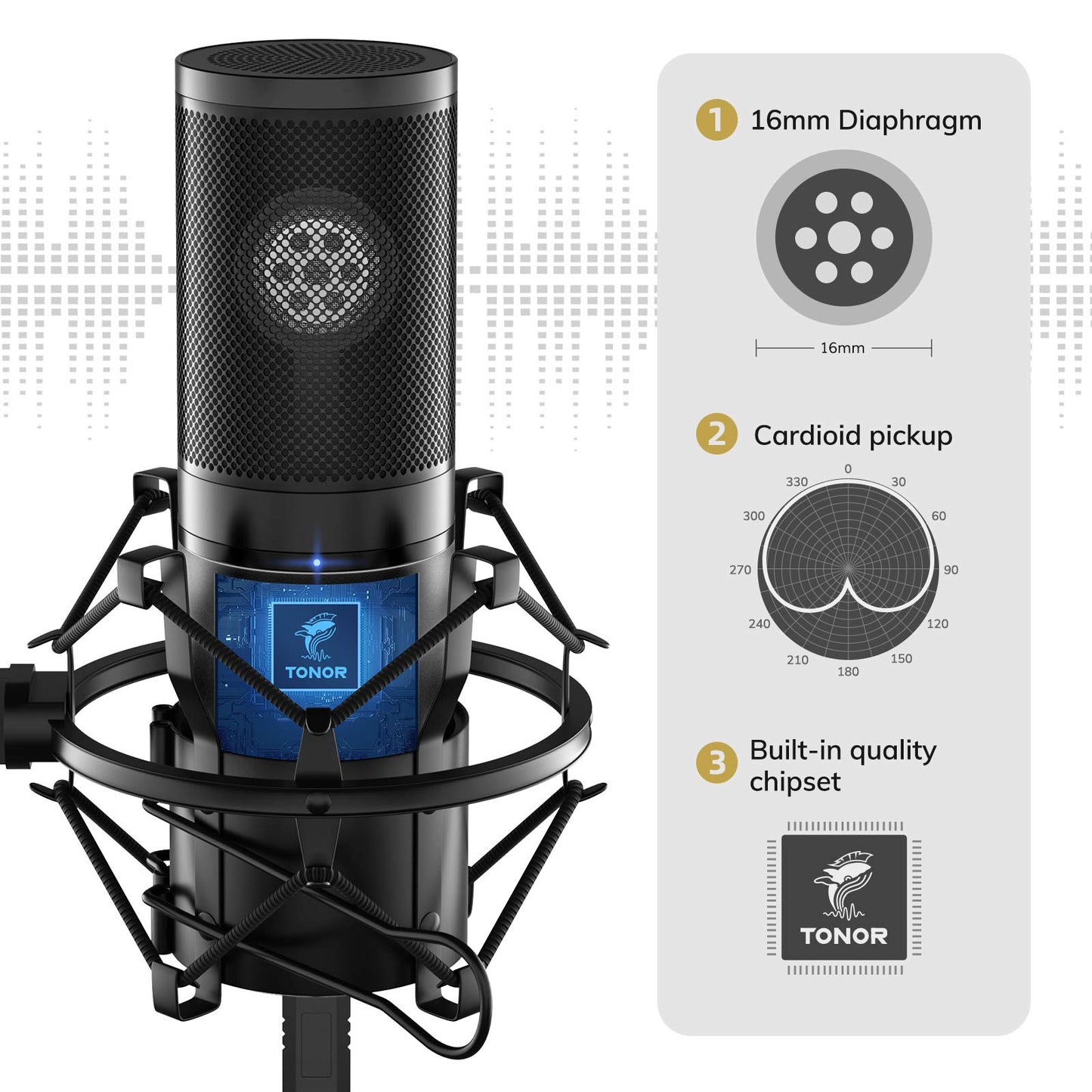 USB Microphone Kit, Streaming Podcast PC Cardioid Condenser Computer Mic for Gaming, YouTube Video, Recording Music, Voice Over, Studio Mic Bundle with Adjustment Arm Stand(Q9)