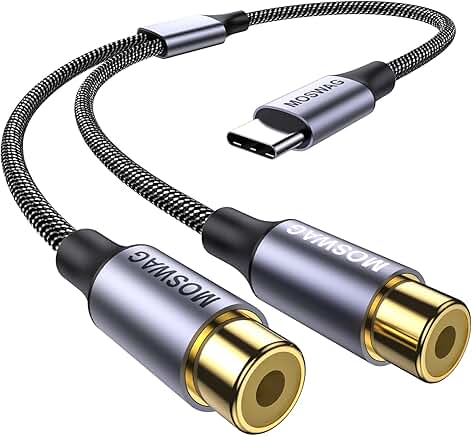 USB C to Dual RCA Stereo Aux Cable