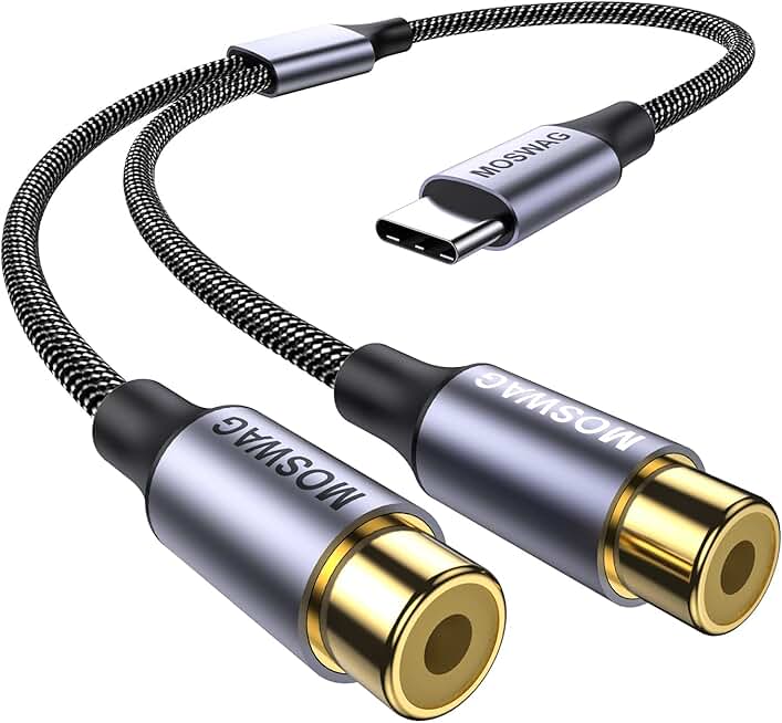 USB C to Dual RCA Stereo Aux Cable