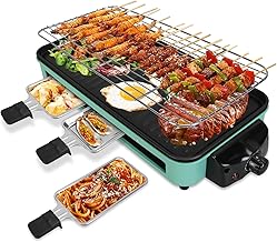 Indoor Electric Grill with Removable Plates and Cheese Trays