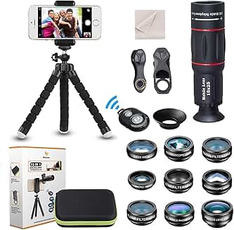 15-in-1 Smartphone Camera Lens Kit with Tripod and Remote