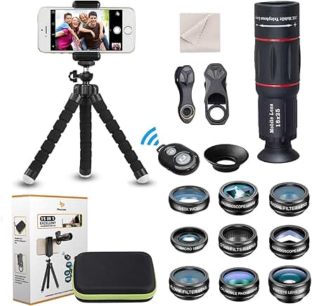 15-in-1 Smartphone Camera Lens Kit with Tripod and Remote
