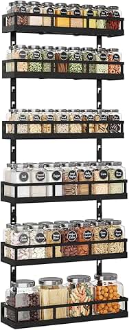 6-Tier Wall-Mounted Spice Rack with Adjustable Shelves