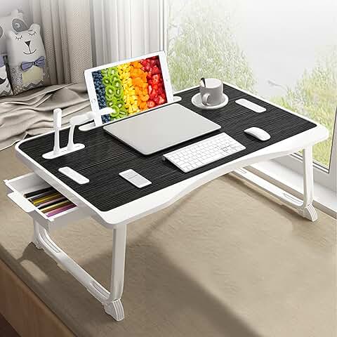 Foldable Laptop Bed Desk with USB Port and Storage