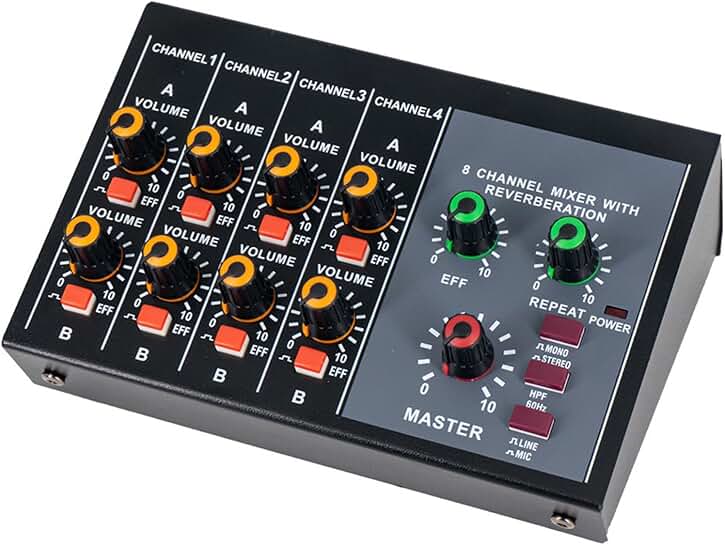 8-Channel Audio Mixer and Headphone Switcher