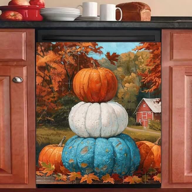 Stacked Pumpkins Dishwasher Magnet Cover