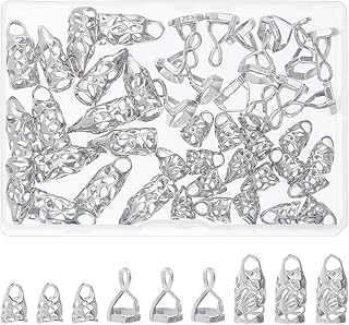 18 Brass Pinch Bails and 36 Cone Bead Caps for Jewelry Making