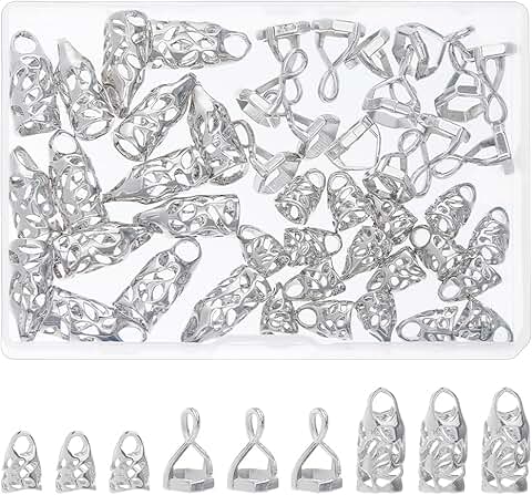 18 Brass Pinch Bails and 36 Cone Bead Caps for Jewelry Making