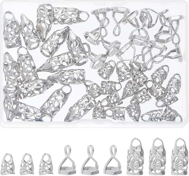 18 Brass Pinch Bails and 36 Cone Bead Caps for Jewelry Making