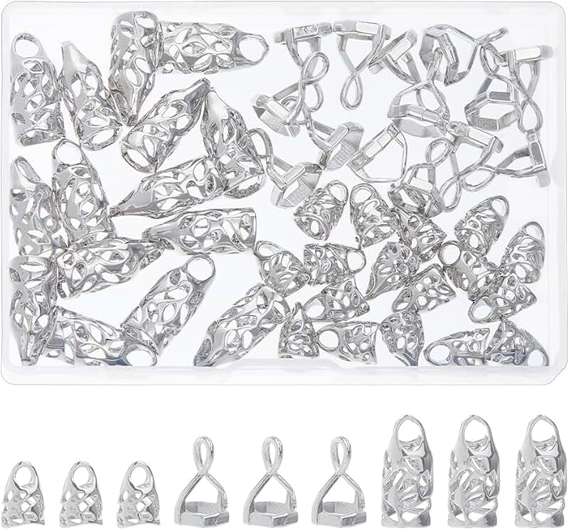 18 Brass Pinch Bails and 36 Cone Bead Caps for Jewelry Making