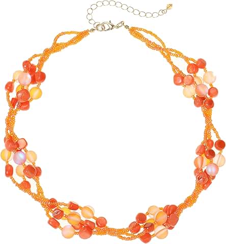 Colorful Gemstone Multi-Strand Choker Necklace for Women